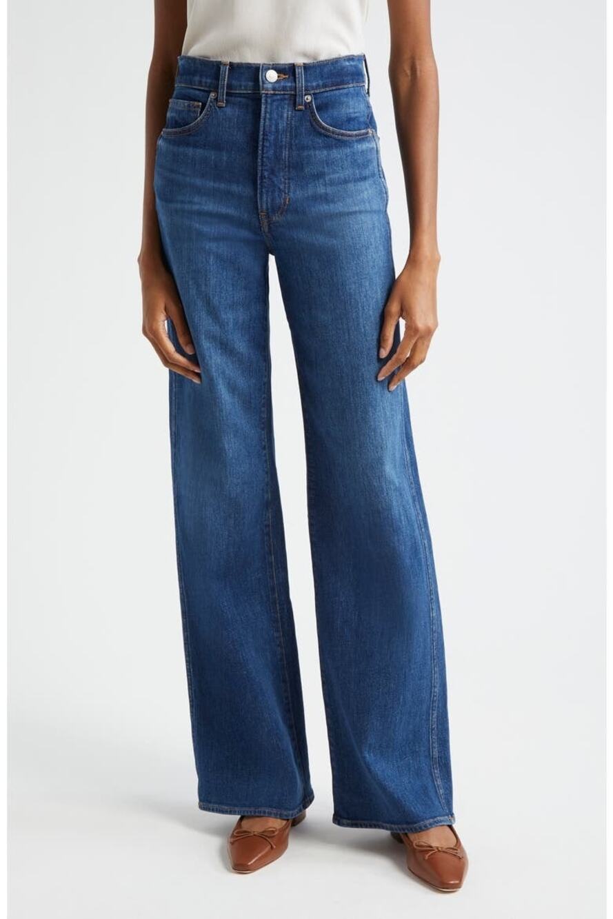 VERONICA BEARD Taylor High Rise Wide Leg - Bright Blue Size 27 NWT D0103